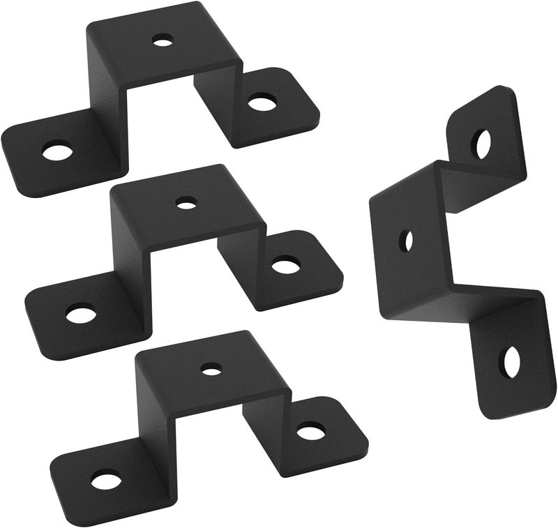 Wpbhk 4Pcs Square Tube Strap Clamp, 1" x 1" Strap Post Ties, Black Deck Fence Post Tie Bracket, Square Tube Buckle, U-Shaped Pipe Clamp Bracket - Image 3